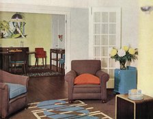 'Dining-room and lounge in a reconstructed London apartment for Mrs. Harry Ewbank at Bryanston Court Creator: Unknown.