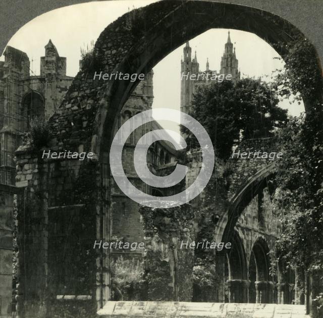'The Central Tower of Canterbury Cathedral seen through Arch of the Ruins, Canterbury, England', c19 Creator: Unknown.