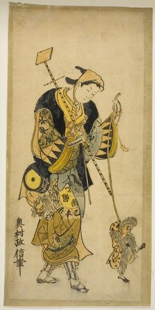 A Monkey Trainer and His Monkey, c. 1725. Creator: Okumura Masanobu.