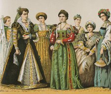History of Italy: Madam's dresses, 1500-1600, (1881).  Creator: Unknown.