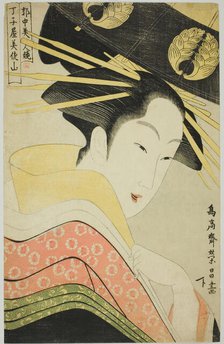 Misayama of the Chojiya, from the series Beauties of the Licensed Quarter, c1795. Creator: Chokosai Eisho.