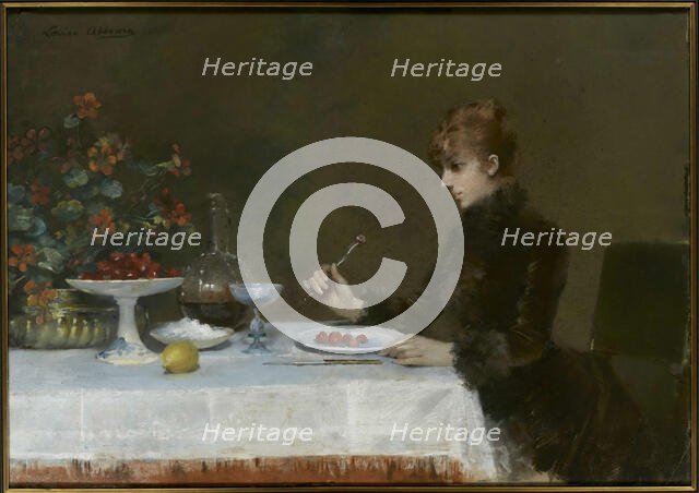 Sarah Bernhardt à table, 1885. Creator: Abbéma, Louise (1853-1927).