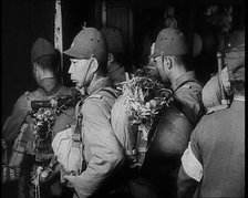 Japanese Army Soldiers Wearing Uniforms With Packs and Personal Equip...,1937. Creator: British Pathe Ltd.