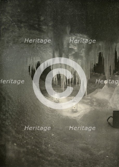 'An Ice Cavern in the Winter. Photographed by the Light of Hurricane Lamps', c1908, (1909).  Artist: Unknown.