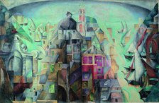Synthetic view of the city of Diepe, 1912-1913. Artist: Exter, Alexandra Alexandrovna (1882-1949)