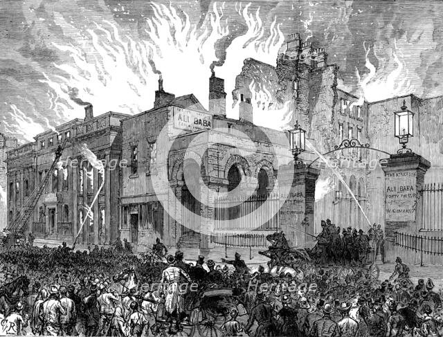 Burning of the Dublin Theatre, 1880. Creator: C. R..