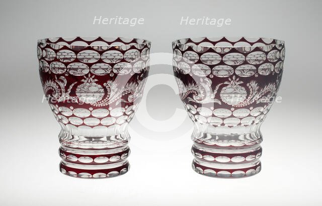 Two Vases, Bohemia, Mid 19th century. Creator: Bohemia Glass.