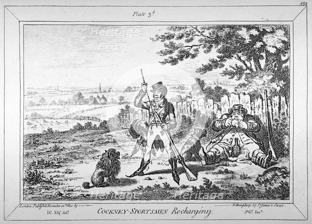 'Cockney-sportsmen re-charging', 1800.         Artist: James Gillray
