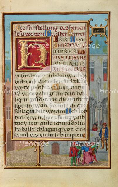 Border with Micaiah Foretelling the Death of King Ahab, about 1525-1530. Creator: Simon Bening.