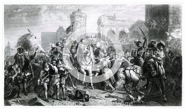 Entry of Henri IV in Paris in 1594 after his conversion to Catholicism and his proclamation as ki…