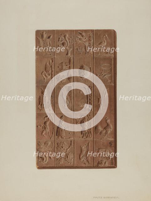 Springerle Board for Christmas Cakes, c. 1939. Creator: Fritz Boehmer.