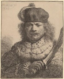 Self-Portrait with Raised Sabre, 1634. Creator: Rembrandt Harmensz van Rijn.