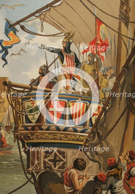 Departure of James I for the conquest of Majorca, (1208-1276), 1229, (1890).  Creator: Unknown.