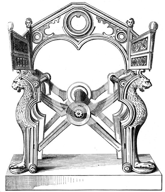 The Chair of Dagobert, 7th century, (1849). Artist: Unknown