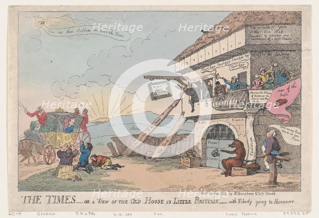 The Times - Or A View Of The Old House In Little Brittain - With Nobody Going ..., January 23, 1784. Creator: Thomas Rowlandson.