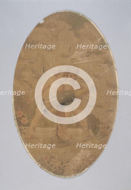 Two cupids uncorking a bottle of champagne. Decorative painting for the Cafe de Paris, c1900. Creator: Unknown.