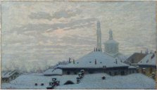 Tetti sotto la neve (Roofs under the snow), 1910. Creator: Morbelli, Angelo (1853-1919).
