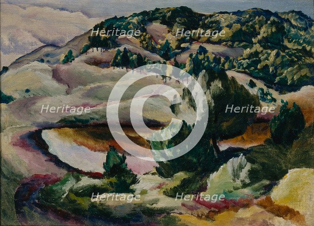 Korolkovskiye Dachas. Pond in the Hills, 1918. Artist: Kravchenko, Alexei Ilyich (1889-1940)