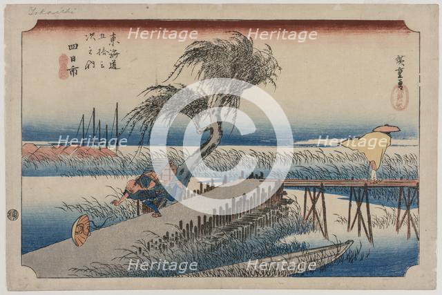 Yokkaichi: View of the Mie River, from the series The Fifty-Three Stations of the Tokaido, c1833-34. Creator: Utagawa Hiroshige (Japanese, 1797-1858).