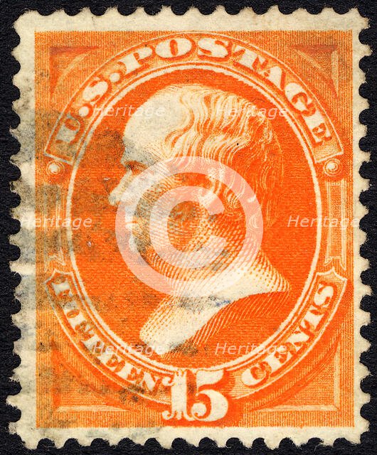 15c Daniel Webster grilled single, 1870. Creator: Unknown.