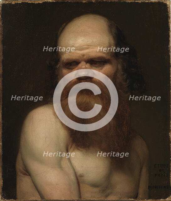 Bearded man, model sketch, 1835-1853. Creator: Nils Jakob Blommer.