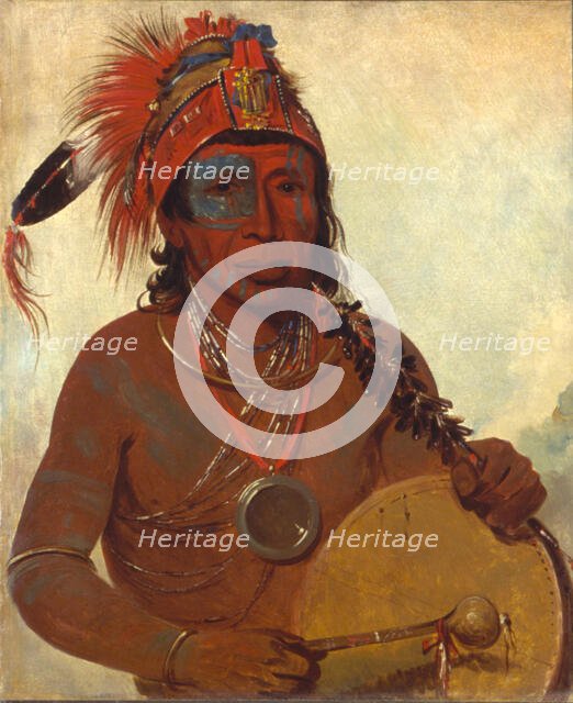 Tóh-to-wah-kón-da-pee, Blue Medicine, a Medicine Man of the Ting-ta-to-ah Band, 1835. Creator: George Catlin.