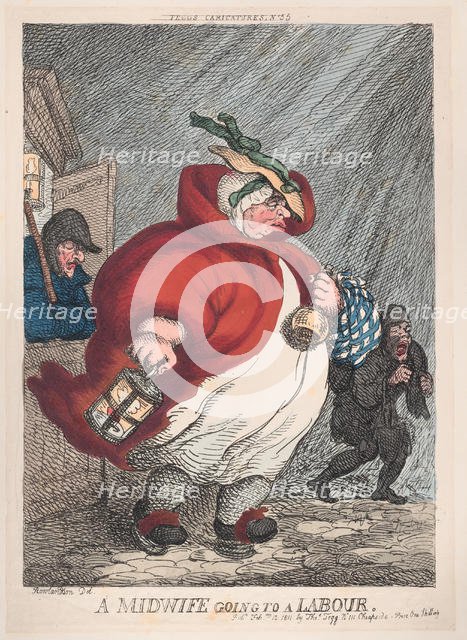 A Midwife Going to a Labour, February 12, 1811., February 12, 1811. Creator: Thomas Rowlandson.