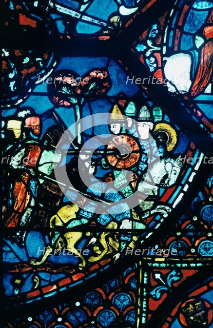 Battle of Sahagun, stained glass, Chartres Cathedral, c1225. Artist: Unknown