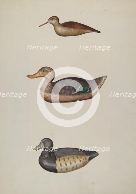 Three Decoy Ducks, c. 1937. Creator: Harriette Gale.