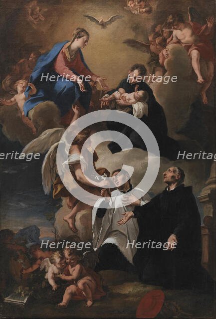 The Holy Ghost, Angels and the Virgin with Saints Mark, Stanislau Kostka..., 1703-1802. Creators: Nicola Grassi, Antonio Balestra.