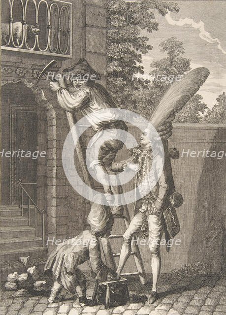The Entry of the Baron of Caprice to the Home of Miss Favors (Entré du..., second half 18th century. Creator: Anon.