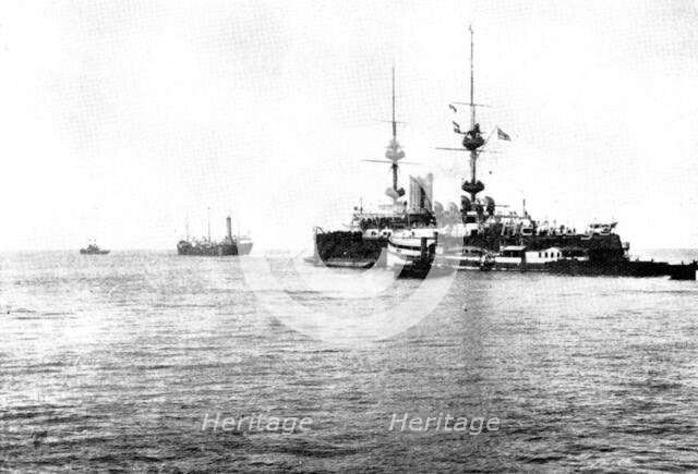 H.M.S. "Victorious" aground off Port Said, 1898. Creator: Unknown.