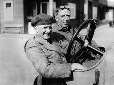 Two men in a vintage car. Artist: Unknown
