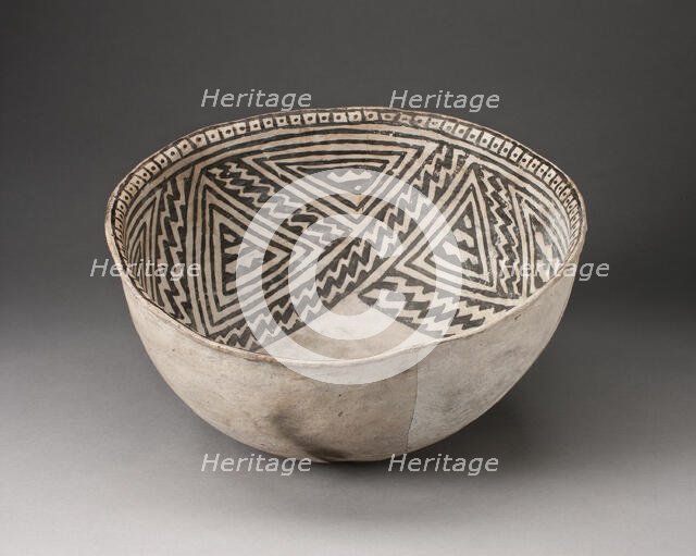 Bowl with Interlocking Zigzag Motif in Four-Part Design on Interior Walls, A.D. 950/1400. Creator: Unknown.