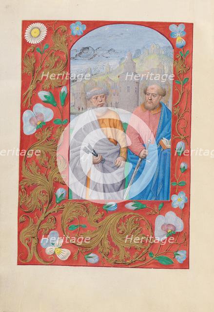 Hours of Queen Isabella the Catholic, Queen of Spain: Fol. 173v, Saints Peter & Paul, c. 1500. Creator: Master of the First Prayerbook of Maximillian (Flemish, c. 1444-1519); Associates, and.