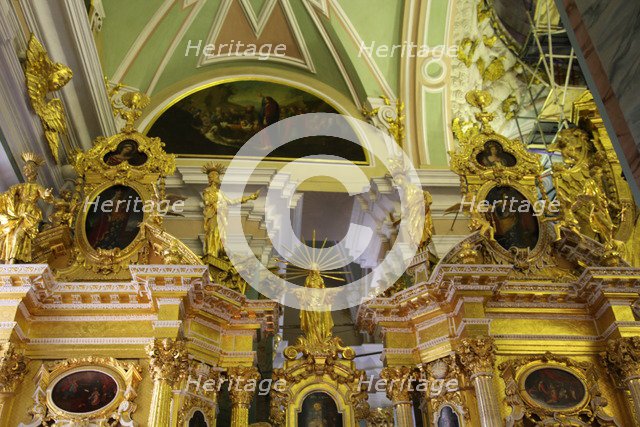 Upper portion of the iconostasis, Peter and Paul Cathedral, St Petersburg, Russia, 2011. Artist: Sheldon Marshall