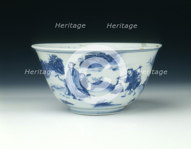 Bowl with scholars, Transitional period, China, c1630-1662. Artist: Unknown