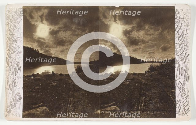 Upper Saranac Lake - Bartlett's Landing Moonlight, late 19th century. Creator: Baldwin Photo.