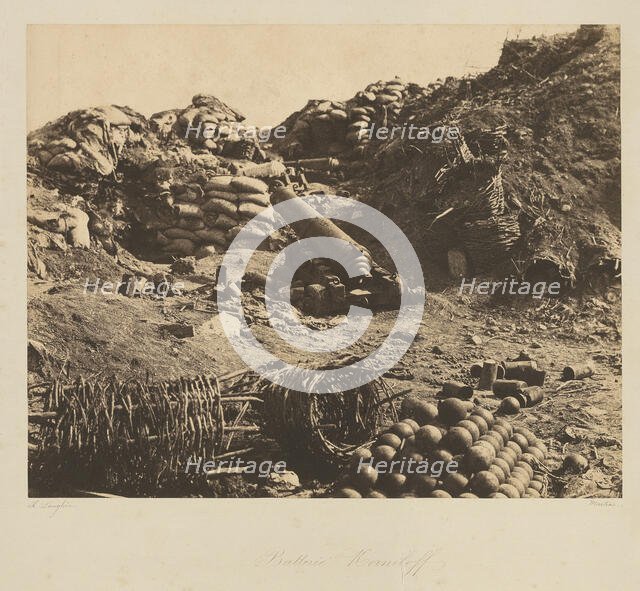 The Kornilov Battery. From: Souvenir de la Guerre de Crimee, 1855. Creator: Langlois, Jean-Charles (1789-1870).