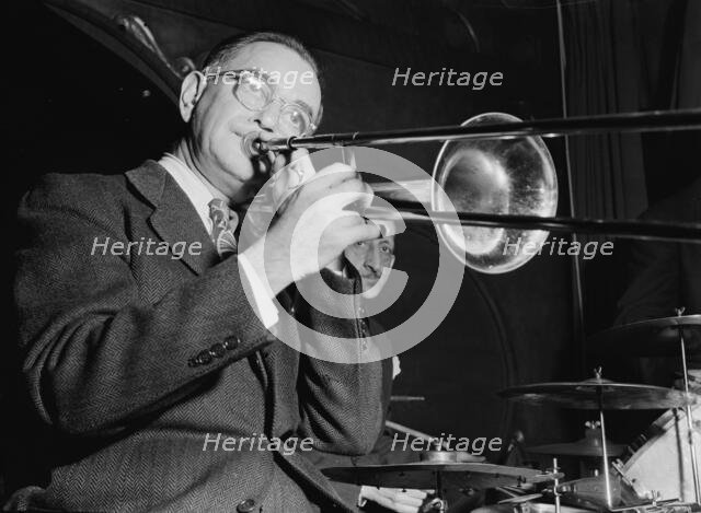 Portrait of Miff Mole, Nick's (Tavern), New York, N.Y., ca. June 1946. Creator: William Paul Gottlieb.