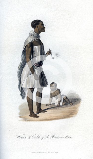 'Woman & Child of the Bushman Race', 1848. Artist: Unknown