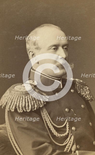Petr Andreevich Shuvalov, half-length portrait, facing right, in uniform, between 1880 and 1886. Creator: Unknown.