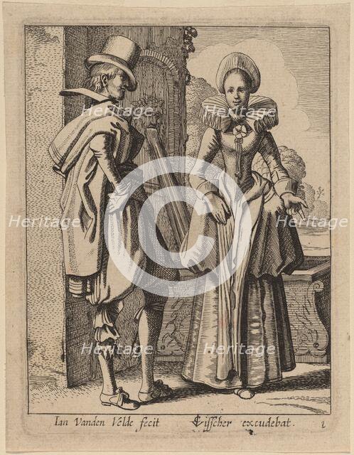 Two Figures in Costume. Creator: Jan van de Velde II.