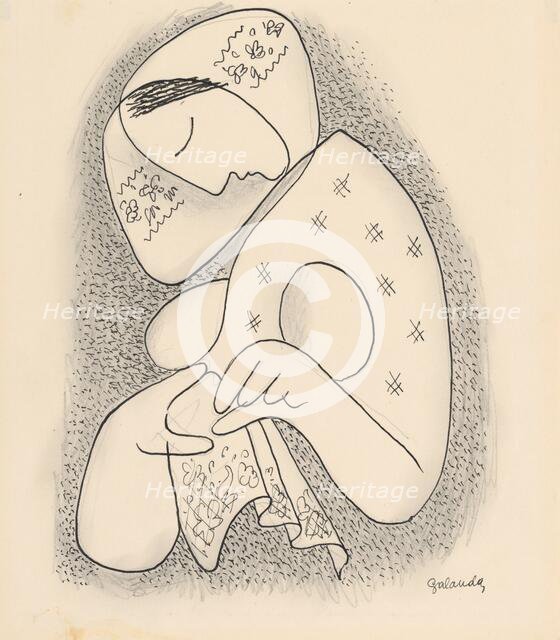 Woman in a scarf, around 1930. Creator: Mikulas Galanda.