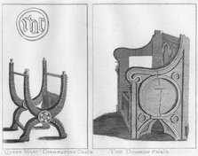 'Queen Mary's Coronation Chair', and 'The Dunmow Chair', c1790. Creator: Unknown.