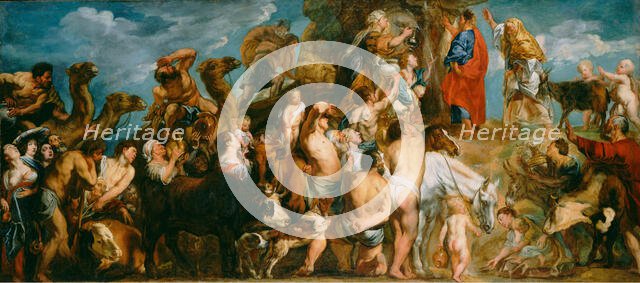 Moses Striking Water from the Rock, about 1645-1650. Creator: Jacob Jordaens.