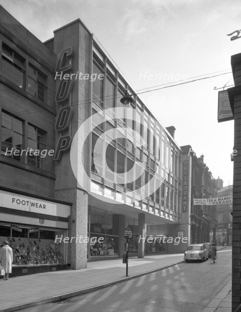 Exterior of the newly refurbished Co-op in Barnsley, 1961. Artist: Michael Walters