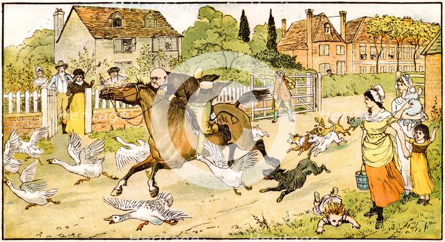 John Gilpin riding to Edmonton, 1878.  Creator: Randolph Caldecott.