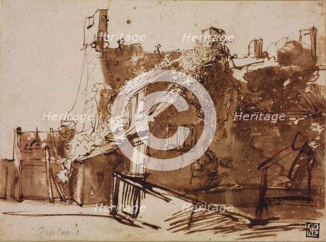 Farmhouse in Sunlight. Artist: Rembrandt van Rhijn (1606-1669)