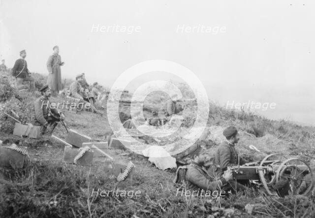 Rapid fire guns before Tchataldja #1, between c1910 and c1915. Creator: Bain News Service.